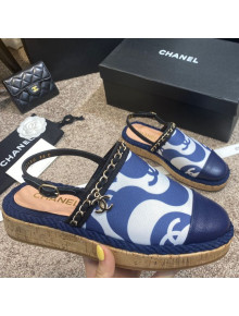 Chanel Slingback Print Canvas Espadrilles Blue 2021