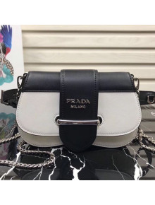 Prada Sidonie Leather Belt Bag 1BL021 Black/White 2019