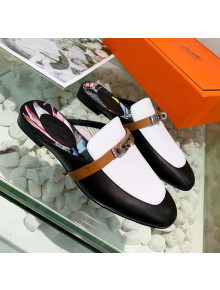 Hermes Calfskin Oz Mules Black/White 2020