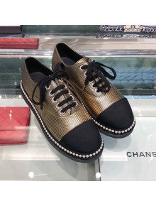 Chanel Metallic Pearls Lace-ups Sneakers G32357 Gold 2019