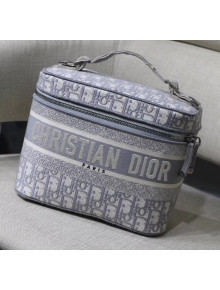 Dior DiorTravel Vanity Case Bag in Embroidered Oblique Canvas Grey 2020