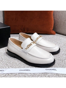 Chanel Shiny Calfskin Loafers G37430 White 2021 