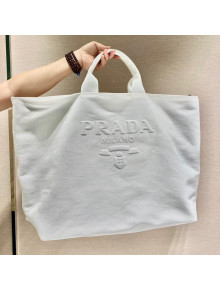 Prada Drill Fabric Tote Bag 2VG081 White 2021