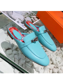 Hermes Calfskin Oz Mules Blue 2020