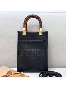 Fendi Sunshine Leather Mini Shopper Tote Bag Black 2021