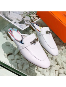 Hermes Calfskin Oz Mules White 2020