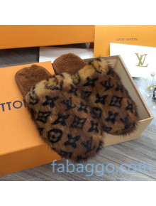 Louis Vuitton Monogram Mink Fur and Wool Homey Flats Mules Brown 02 2020