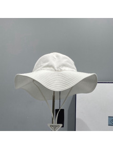 Prada Canvas Wide Brim Hat White 2021