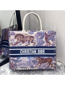 Dior Book Tote Large Bag in Toile de Jouy Pinted Calfskin and Studs 2019