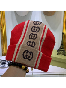 Gucci Cashmere GG Web Hat Red 2020