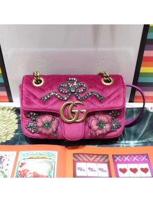 Gucci GG Marmont Embroidered Velvet Mini Bag 446744 Rosy 2017