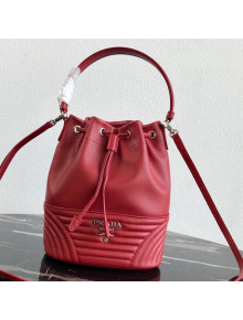 Prada Calfskin Drawstring Bucket Bag 1BH038 Red 2019