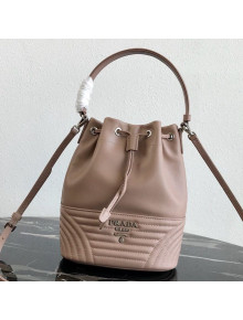 Prada Calfskin Drawstring Bucket Bag 1BH038 Nude 2019