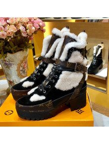 Louis Vuitton Laureate Suede Wool Platform Desert Short Boot Black/White 2019