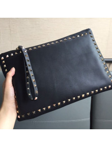 Valentino Rockstud Leather Pouch 1092 Black/Silver 2021