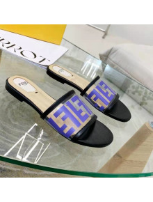 Fendi FF Transparent Flat Slide Sandals Blue 2021