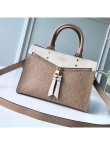 Louis Vuitton Embossed Calfskin Sully PM Zipped  HandBag M43648 Papyrus Creme 2018