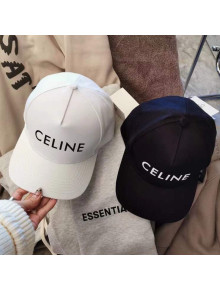 Celine Canvas Baseball Hat White/Black 2021 07