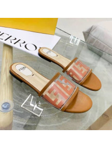 Fendi FF Transparent Flat Slide Sandals Brown 01 2021