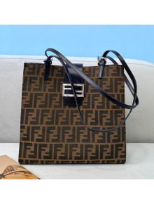 Fendi Vintage Vertical FF Canvas Small Tote Bag Brown 2021