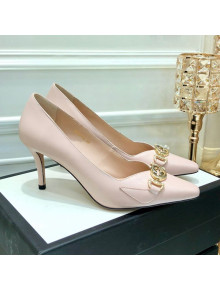 Gucci Zumi G Horsebit Mid-heel Leather Pump 596860 Light Pink 2019