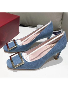 Roger Vivier Belle Vivier Trompette Pumps in Denim With 7cm Heel Blue 2020