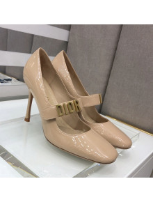 Dior Baby-D Patent Leather Mary Janes Pumps 10cm Nude 2021 