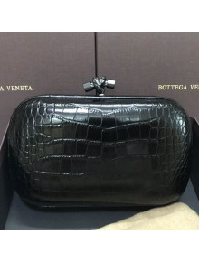 Bottega Veneta Knot Clutch in Crocodile Calfskin Black 2021 01