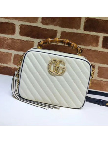 Gucci GG Marmont Small Shoulder Bag with Bamboo Top handle 602270 White 2020