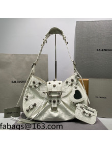 Balenciaga Le Cagole Lambskin Medium Shoulder Bag White/Aged Silver 2021