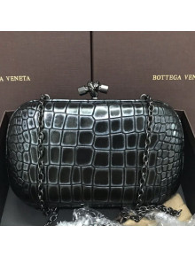 Bottega Veneta Knot Clutch in Crocodile Calfskin Black 2021 04