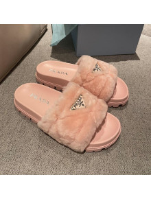 Prada Wool Flat Mule Sandals Pink 2021