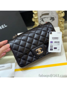 Chanel Grained Calfskin Mini Classic Flap Bag Black/Silver A01116 Original Quality 2022