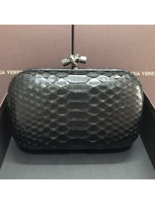 Bottega Veneta Knot Clutch in Pythonskin Calfskin Dark Grey 2021 05