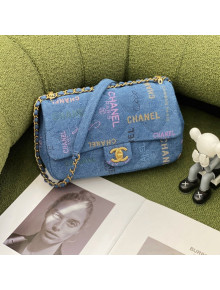 Chanel Printed Denim Large Flap Bag AS3135 Blue/Multicolor 2022 