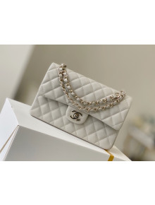 Chanel Haas Grained Calfskin Small Classic Flap Bag A01113 Off-white/Light Gold 2021(Original Quality)