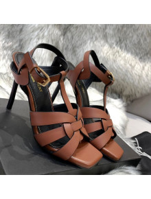 Saint Laurent Calfskin High-Heel Sandals 10cm Brown 2021 14