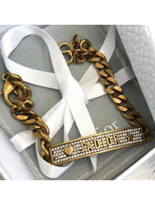 Dior J'Adior Heart and Crystal Band Bracelet Aged Gold/Crystal 2019