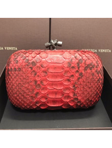 Bottega Veneta Knot Clutch in Pythonskin Calfskin Red 2021 10