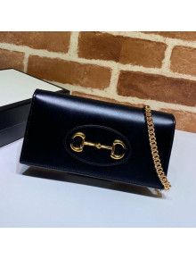 Gucci Horsebit 1955 Leather Wallet with Chain WOC ‎621892 Black 2020