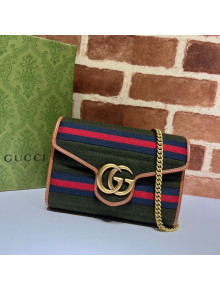 Gucci GG Marmont Wool Fabric Chain Mini Bag 474575 Dark Green 2022