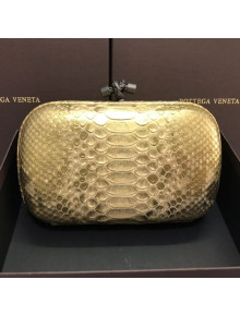 Bottega Veneta Knot Clutch in Pythonskin Calfskin Gold 2021 11