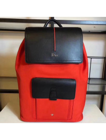 Dior Black Calfskin and Orange Nylon Rucksack For Men Autumn 2018