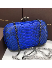 Bottega Veneta Knot Clutch in Pythonskin Calfskin Blue 2021 12