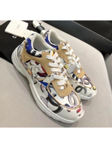 Chanel Multicolor Print Fabric & Calfskin Sneaker Beige/White 2020