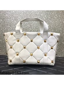 Valentino Roman Stud The Tote in Calfskin Nappa White 2021 1166