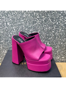 Versace Calfskin Platform Slide Sandals 15.5cm Fuchsia Pink 2022 23