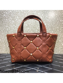 Valentino Roman Stud The Tote in Calfskin Nappa Brwon 2021 1166