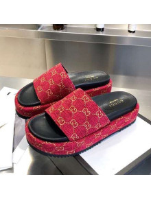 Gucci GG Canvas Platform Slide Sandal 573018 Red 2021