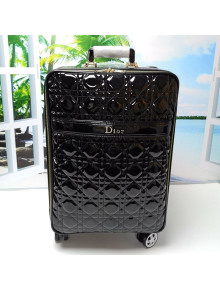 Dior Patent Cannage Luggage 20 inches Black 2021